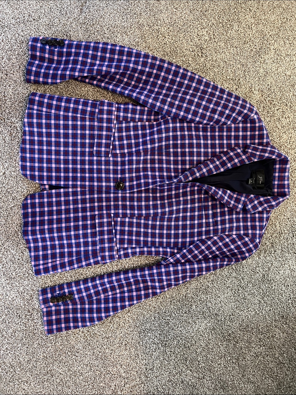 J. Crew Purple and White Plaid Lightweight Shirt Jacket